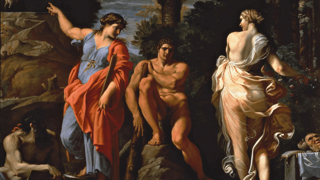 El cuadro Hércules en la encrucijada, por Annibale Carracci (1596) representa la difícil elección entre el placer y la virtud.